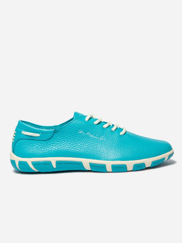 Tennis Femme Confort Cuir Turquoise JAZARU