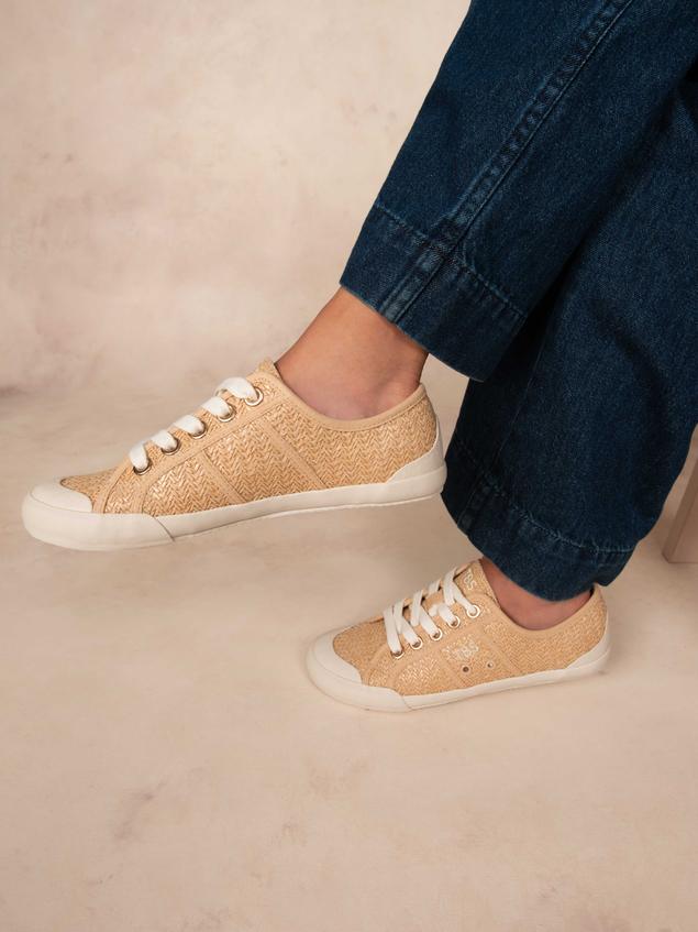 Women's canvas sneakers Beige Raffia OPIACE
