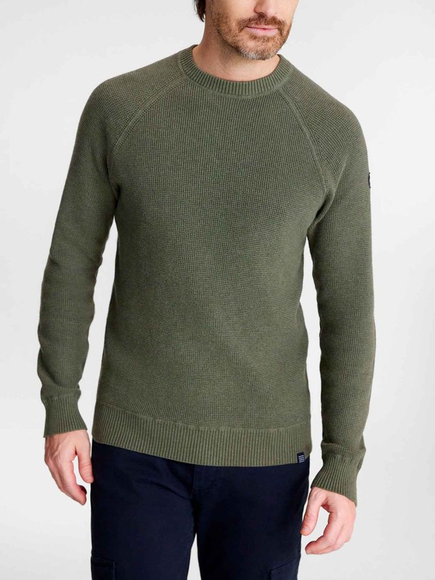 Pull Homme Col Rond Vert