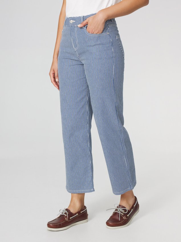 Pantalon Femme 7/8ème Rayures Bleu et Blanc RAYYAHUI