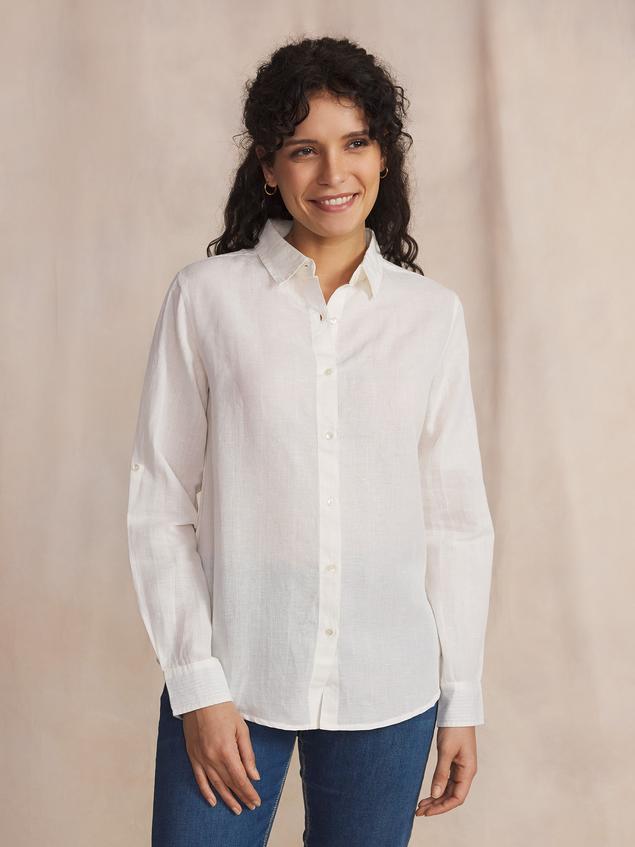 Chemise Femme Coton Lin Blanc