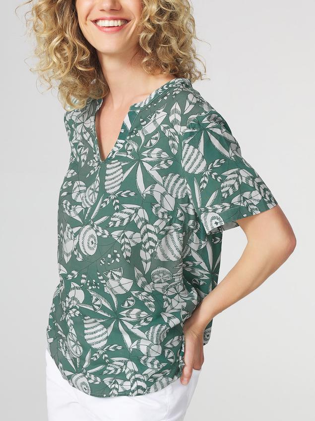 Blouse Femme Imprimés Exclusifs TBS Vert JANIEMIS