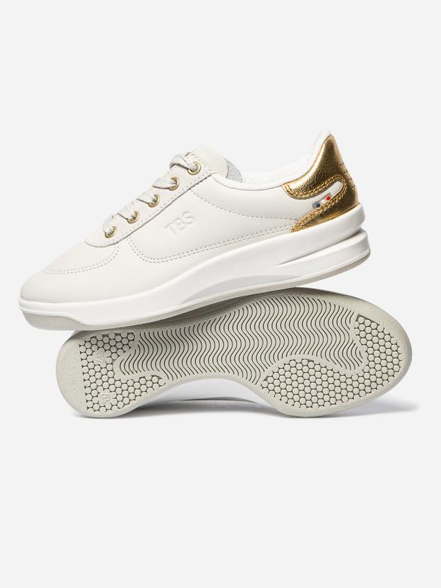Tennis en cuir femme blanc et or BRANDIE