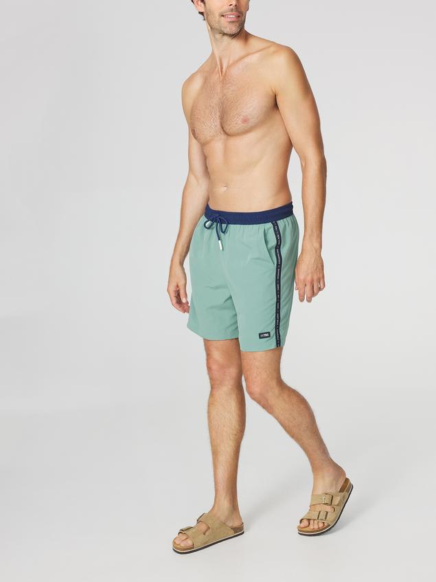 Short de Bain Homme Fabrication Française Cordon ressérrage Ceinture Elastiquée Vert THOMAS