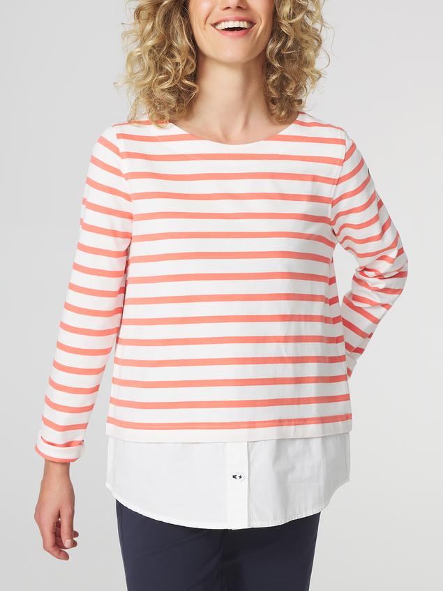 Sweat Femme Jersey Rayures Roses et Blanches ALIYARON