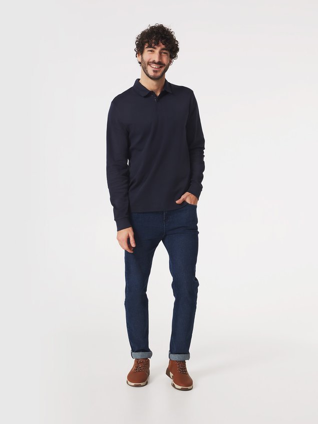 Polo Homme Manches Longues Marine BARZAPOL