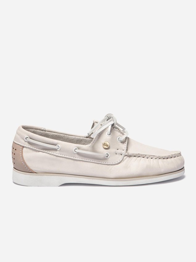 Chaussures Bateau Femme Cuir Blanc