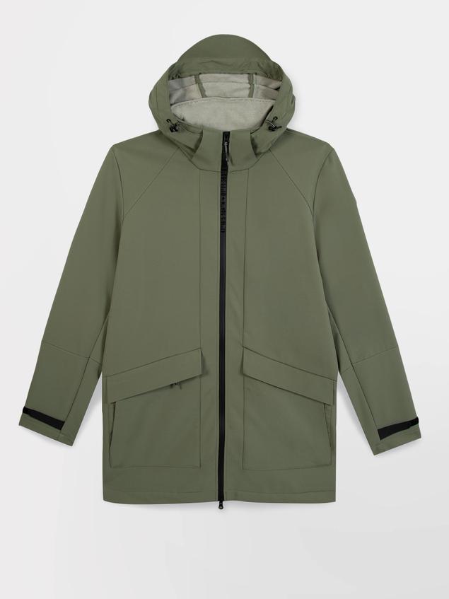 Manteau Long Homme Déperlant Vert HELNYLON