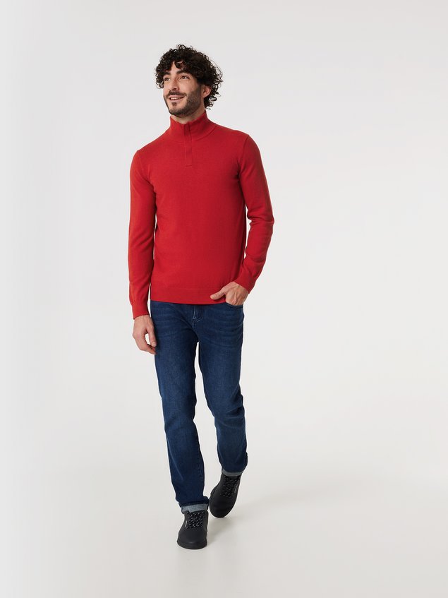 Pull Camionneur Homme Coton Laine Rouge MALIKCAM