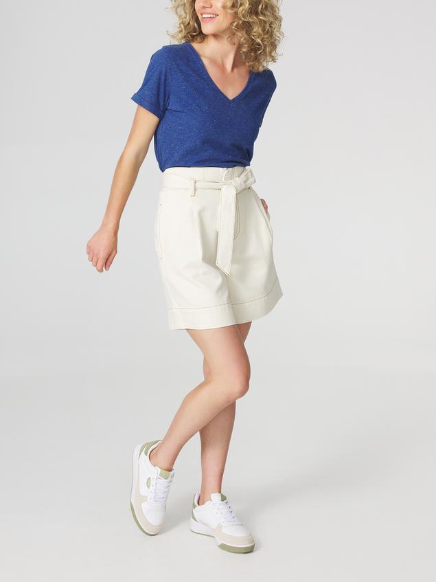 Bermuda Femme Ceinture de Ressérrage blanc FAHRABER