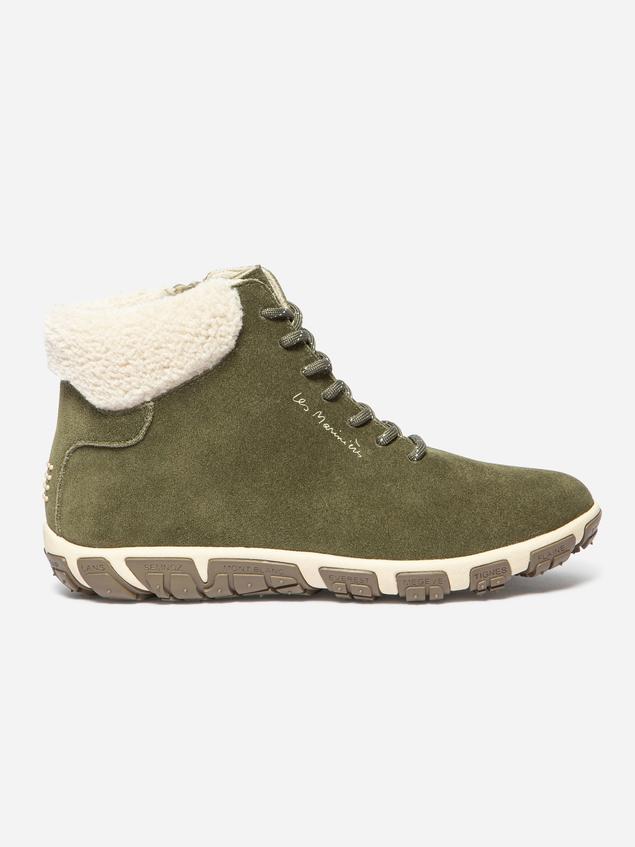 Boots Femme Doublée Feutrine Cuir Vert JANISSA