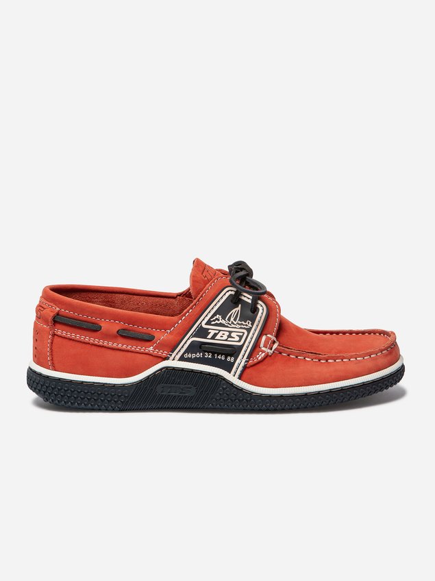 Chaussures Bateau Homme Semelle Grip Cuir Orange