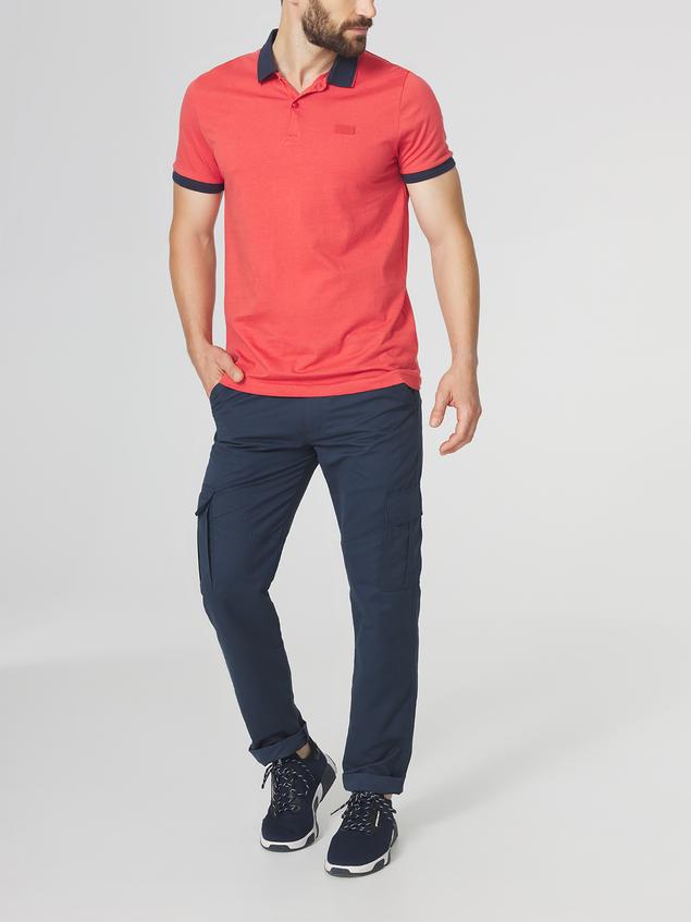 Polo Homme Coupe Ajustée Jersey Rayures Rouge et Marine MILAKPOL
