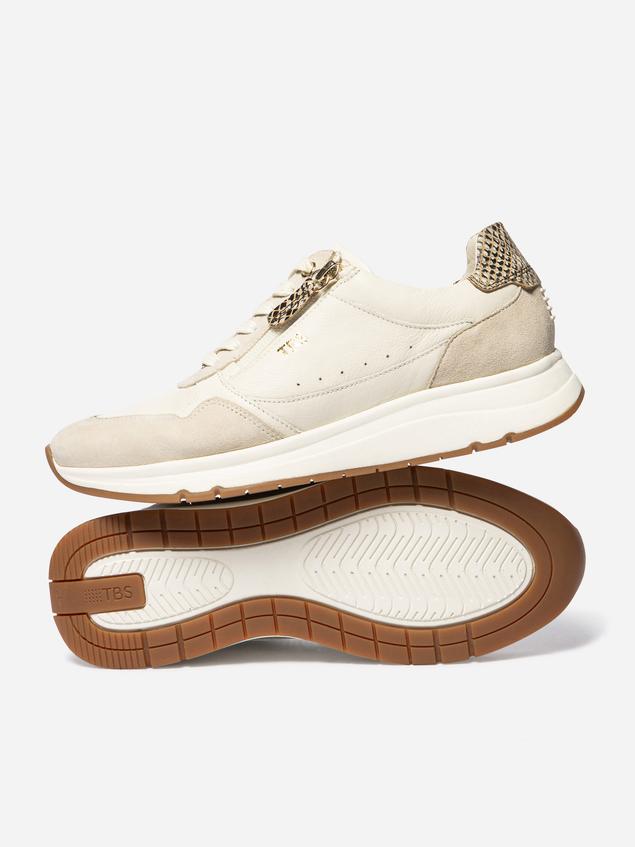 Tennis en cuir femme off-white et python BLONZIP
