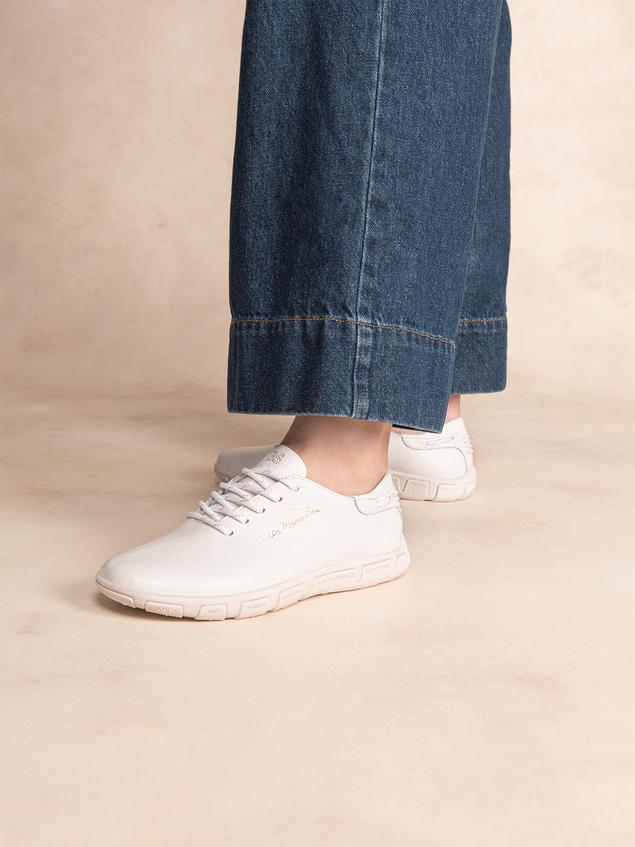 Tennis Femme Confort Cuir Blanc