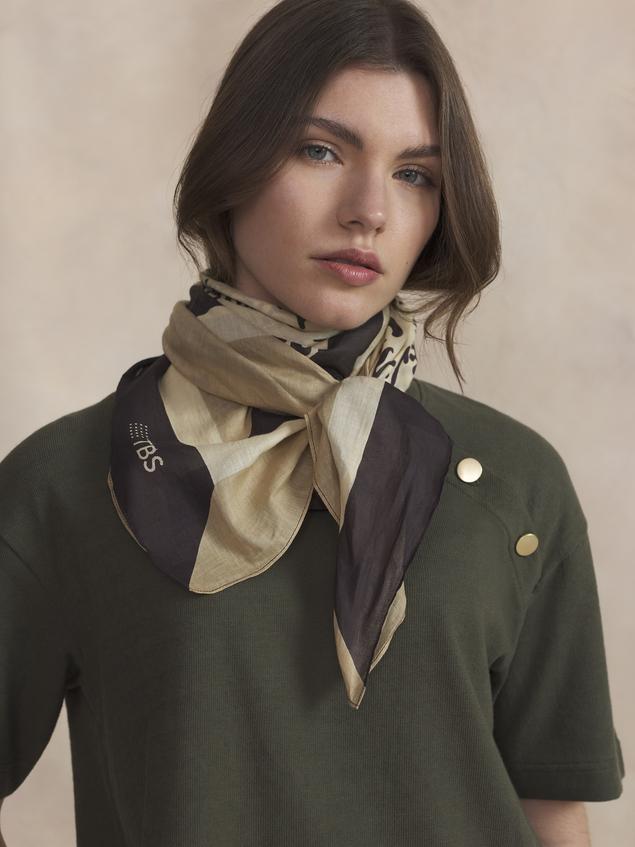Foulard Femme Textile Chocolat et Osier ANNAFOU