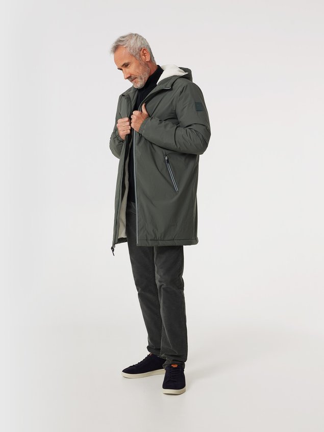 Veste Longue Homme Intérieur Sherpa Imperméable Vert ULRYKVES