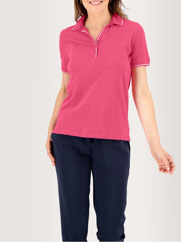 Polo Femme Détail Lurex Coton Rose