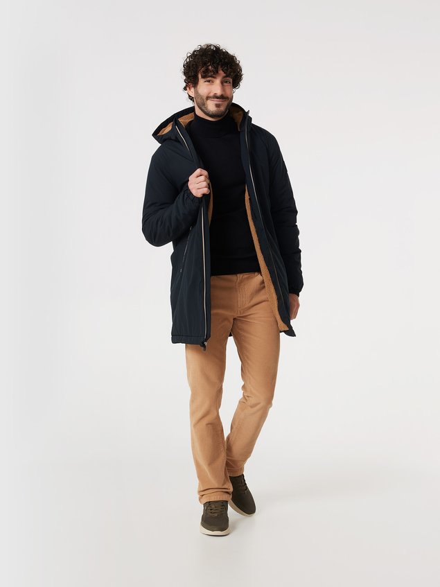 Veste Longue Homme Intérieur Sherpa Imperméable Noir ULRYKVES