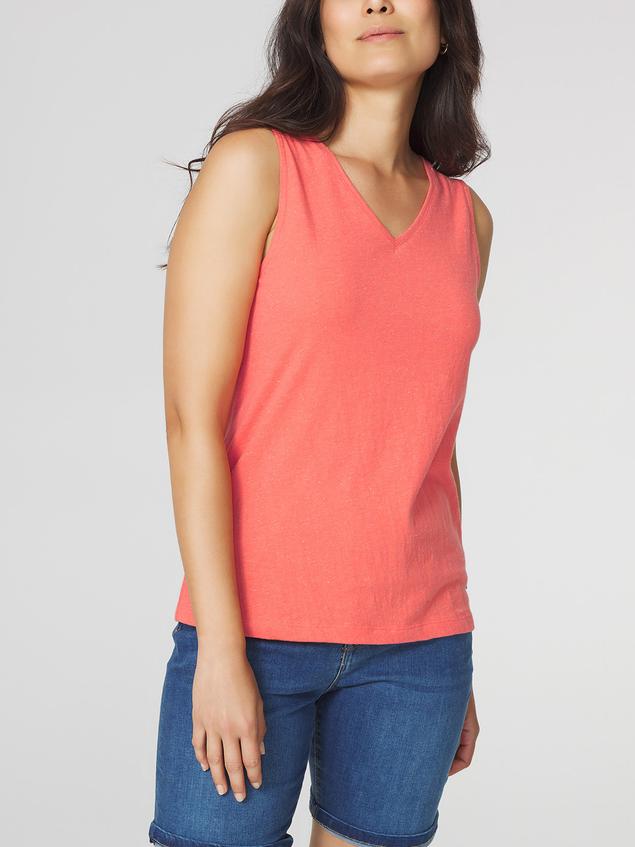 Débardeur Femme Col V Coton Bio Rose ADINADEB