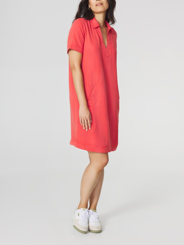 Robe Femme 100% Lyocell Manches Courtes Rouge MYRNOROB