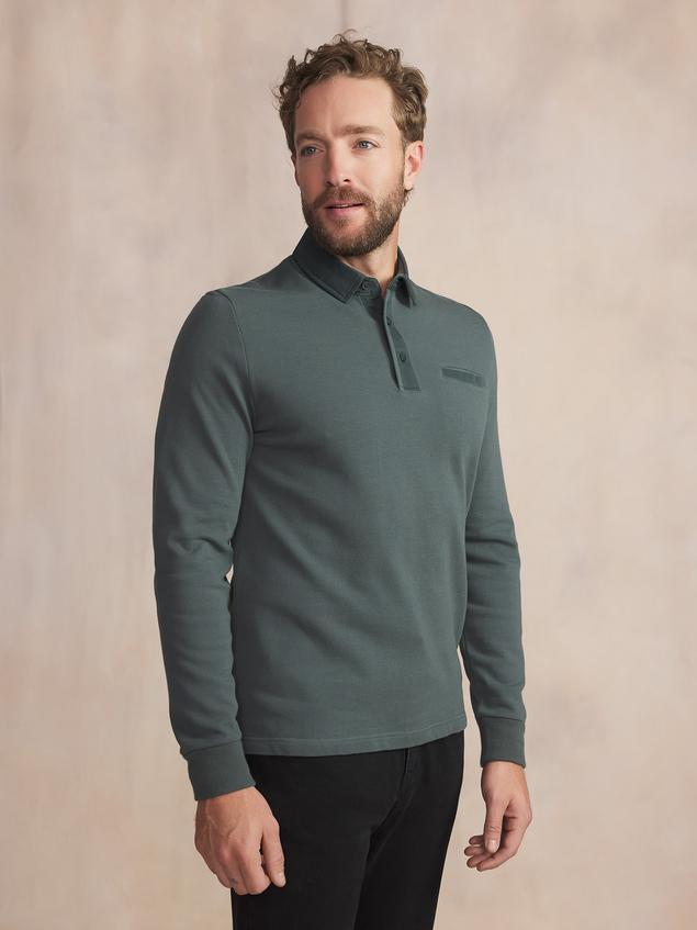 Polo Homme Epais Manches Longues Coton Vert CAVEZPOL