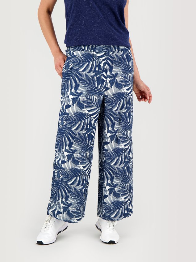 Pantalon Femme Fluide Taille Haute Elastiquée Bleu