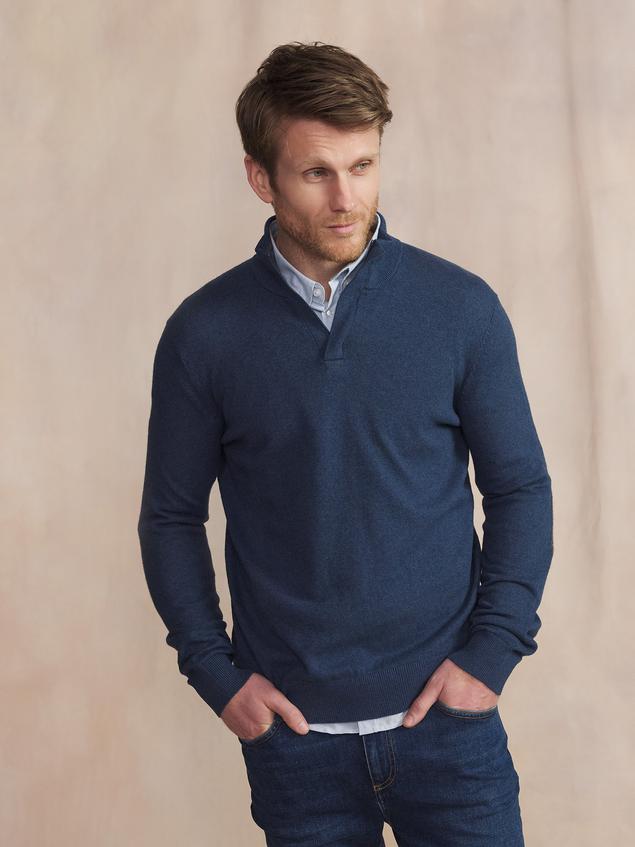 Pull Homme Col Camionneur Bleu MALIKCAM