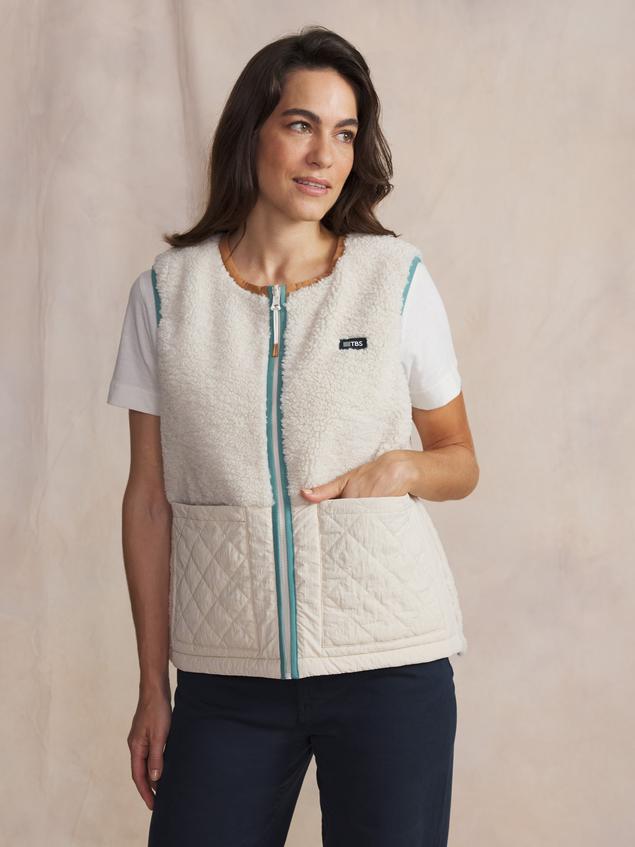 Sherpa sans manches femme ecru WILDASAN