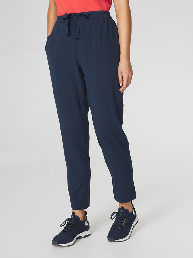 Pantalon Fluide Femme Ceinture élastiquée Marine LINNAPAN