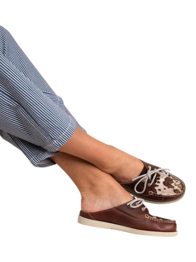 Women's mules Mahogany and Vache PHELUME