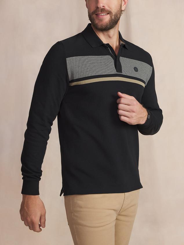 Polo Homme Coton Epais Manches Longues Noir KABYEPOL