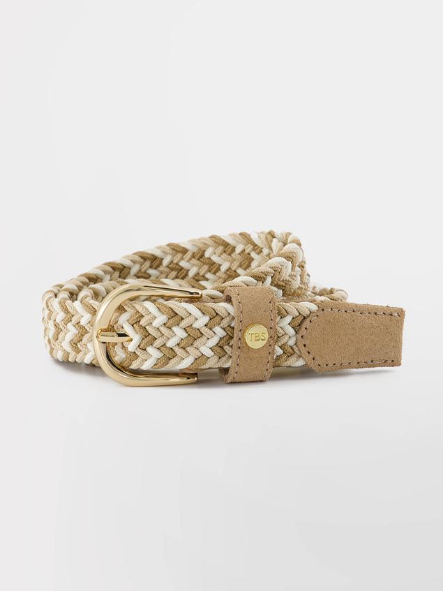 Ceinture en textile femme taupe et beige MENNILA