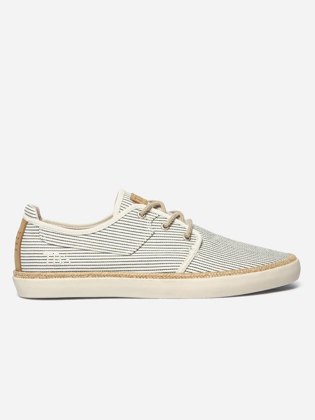 Tennis Homme En Toile Rayée Marine et Crème