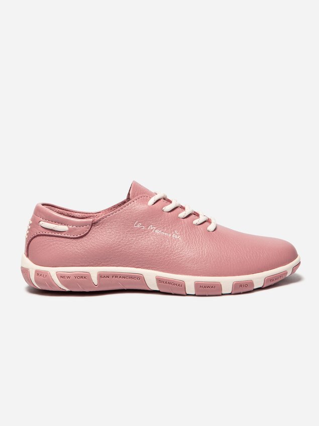 Tennis Femme Confort Cuir Vieux Rose JAZARU