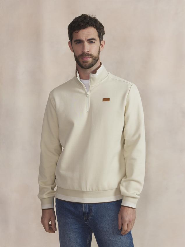 Sweat Zippé Homme Beige LEANNCAM