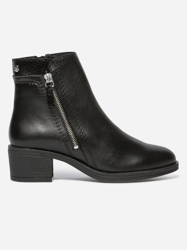 Boots Zippées Femme Cuir Noir WASSILA