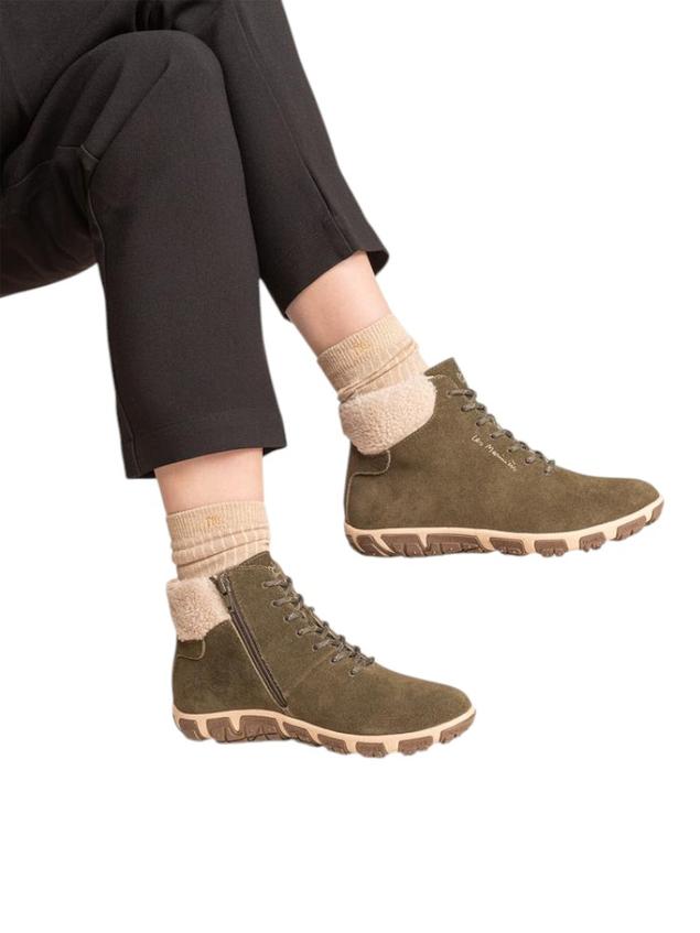 Boots Femme Doublée Feutrine Cuir Vert JANISSA
