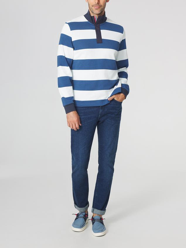 Sweat Homme Molleton Rayures Bleu et Blanc GIANICAM