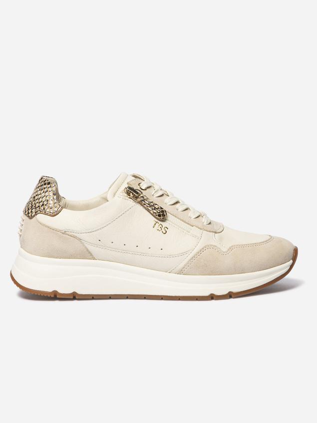 Tennis en toile femme off-white et python BLONZIP