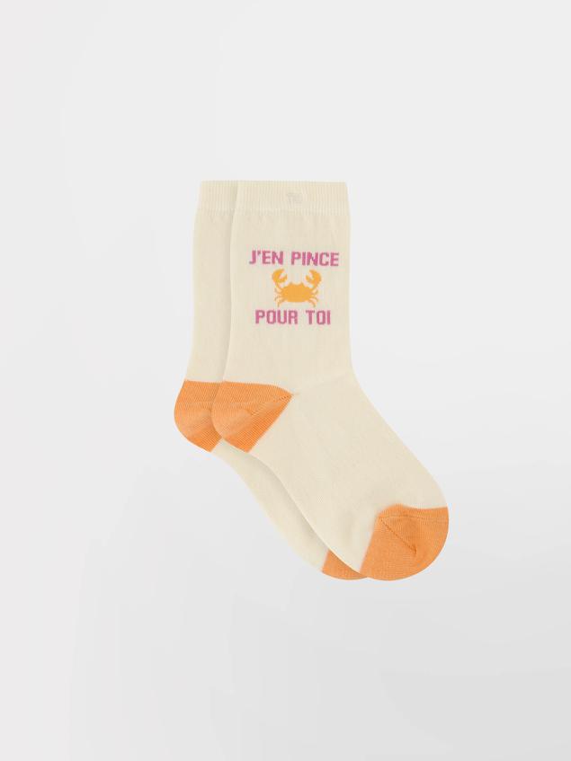 Chaussettes femme blanc et peche BILLYSOC
