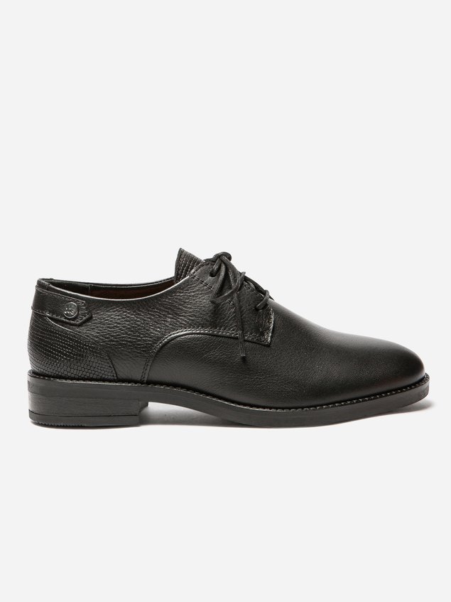 Derbies Femme Confort Tout Cuir Noir FOSTINA