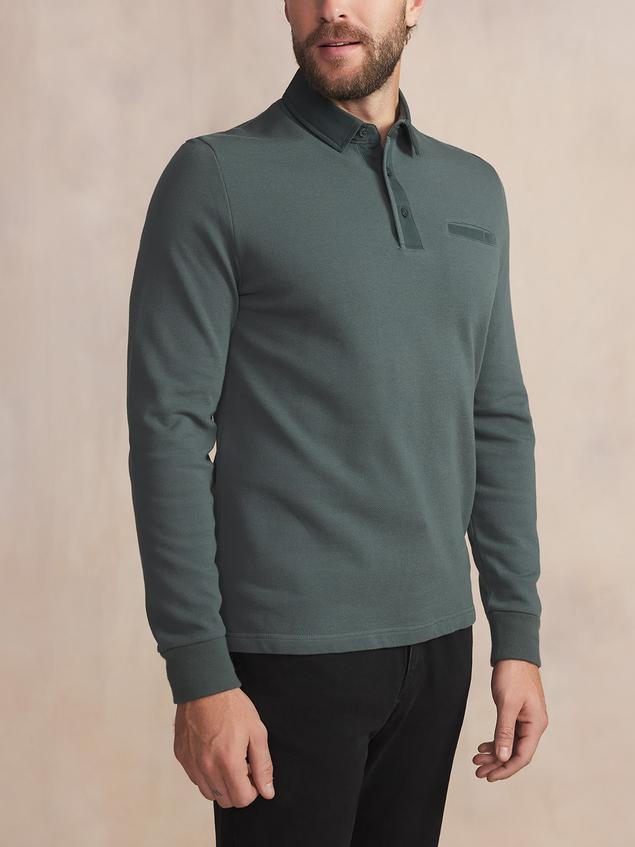 Polo Homme Epais Manches Longues Coton Vert CAVEZPOL