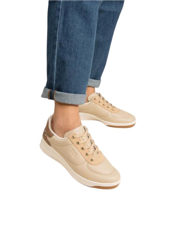 Tennis en cuir femme beige et platine BRANDIE