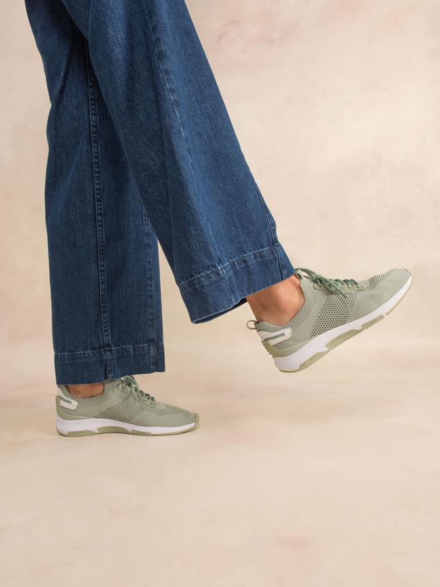 Baskets Femme Confort Textile Recyclé Vert Clair