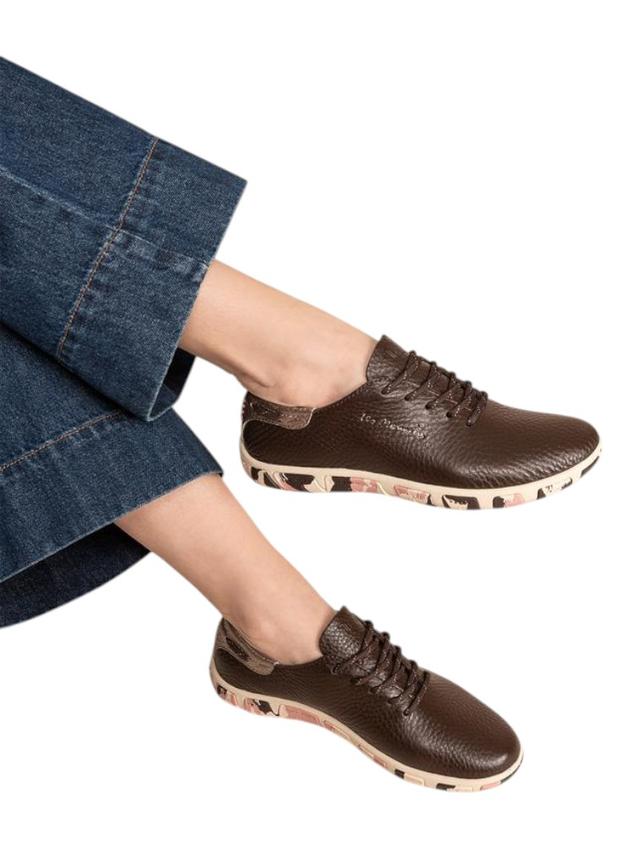 Tennis Femme Confort Cuir Camo Marron JAZARU