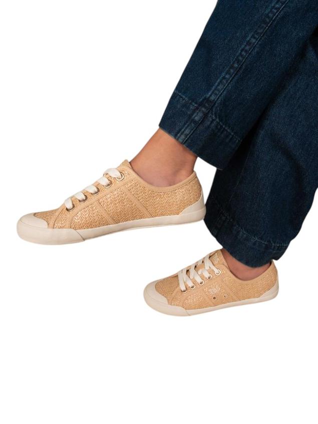 Women's canvas sneakers Beige Raffia OPIACE