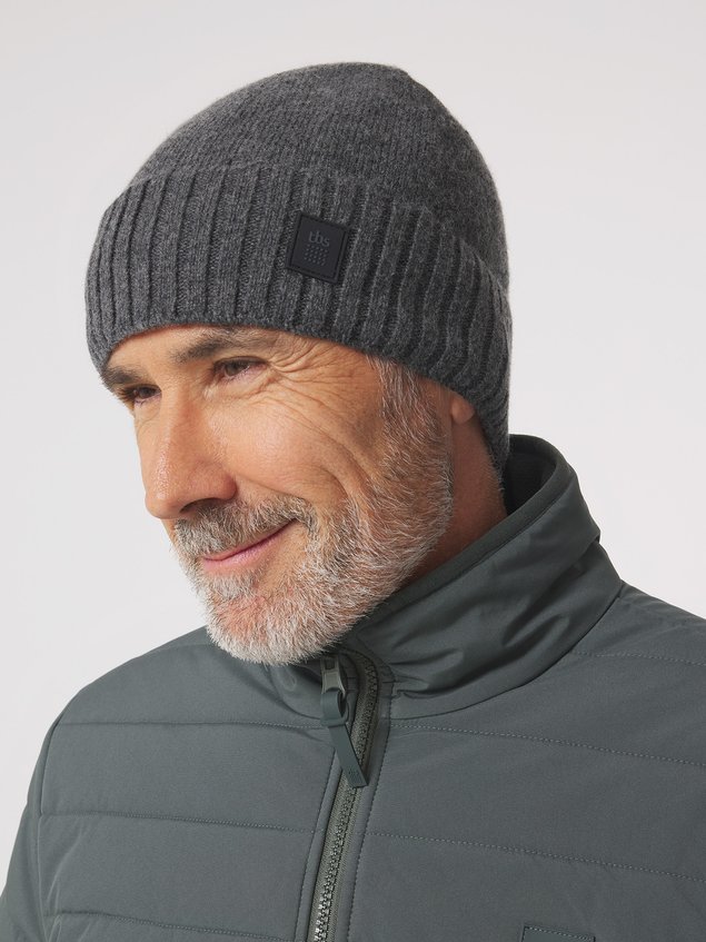 Bonnet Homme Mix Matières Chaudes Doublé Polaire Gris LENNYBON