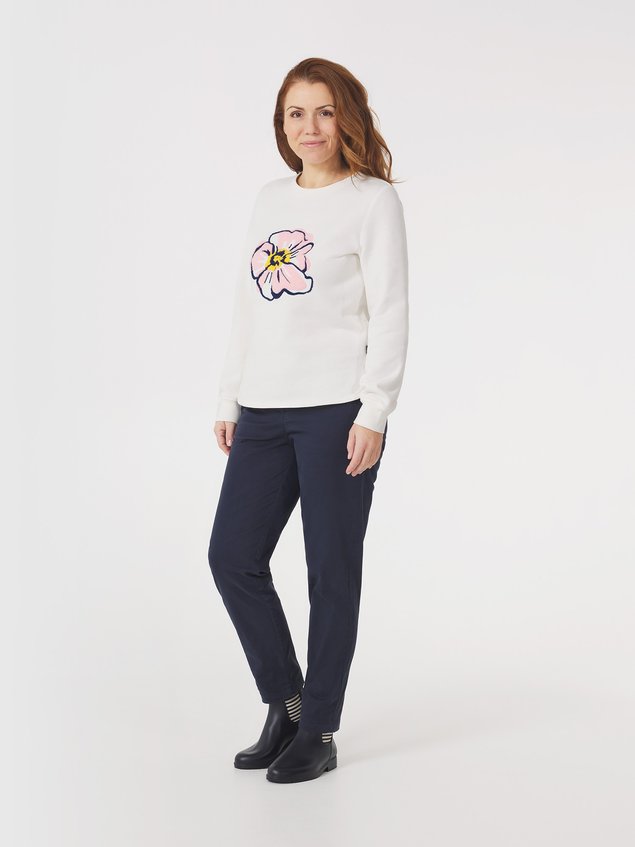 Sweat Femme Molletonné Brodé Ecru HELGARON