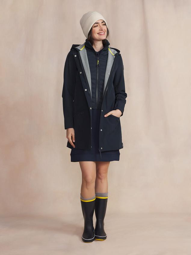 Veste Longue Femme Imperméable A Capuche Bleu FANNYLON